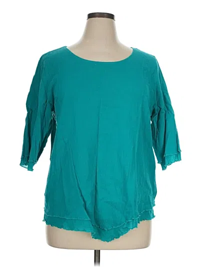 Pre-owned Soft Surroundings 3/4 Sleeve Top Teal Boatneck Tops