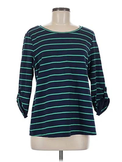 Pre-owned Soft Surroundings 3/4 Sleeve Top Teal Boatneck Tops In Blue