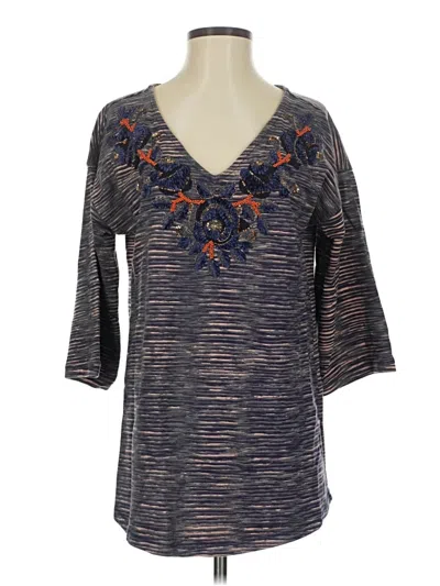 Pre-owned Soft Surroundings 3/4 Sleeve T-shirt In Blue