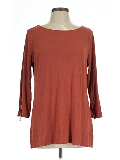 Pre-owned Soft Surroundings 3/4 Sleeve T-shirt In Brown