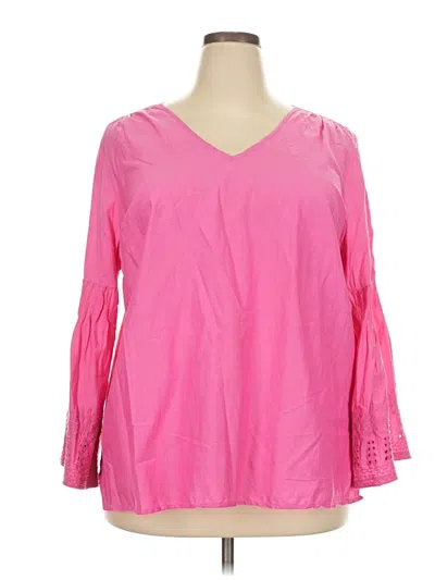 Pre-owned Soft Surroundings 3/4 Sleeve T-shirt In Pink