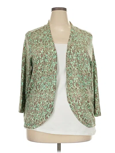 Pre-owned Soft Surroundings Cardigan Sweater In Green