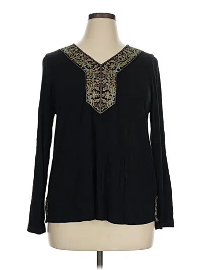 Pre-owned Soft Surroundings Long Sleeve Blouse In Black