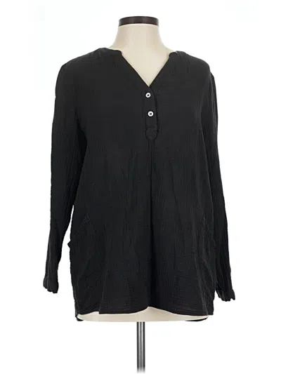Pre-owned Soft Surroundings Long Sleeve Blouse In Black