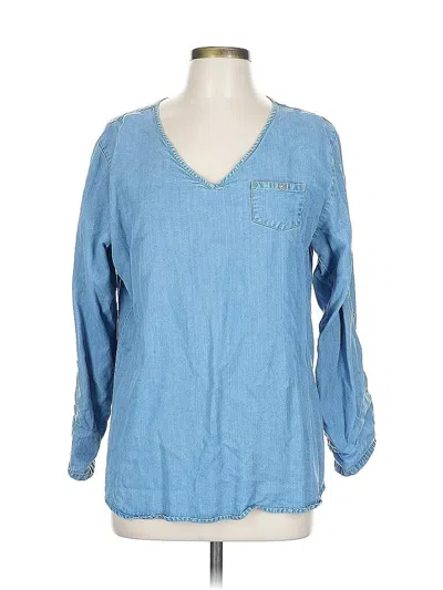 Pre-owned Soft Surroundings Long Sleeve Blouse In Blue