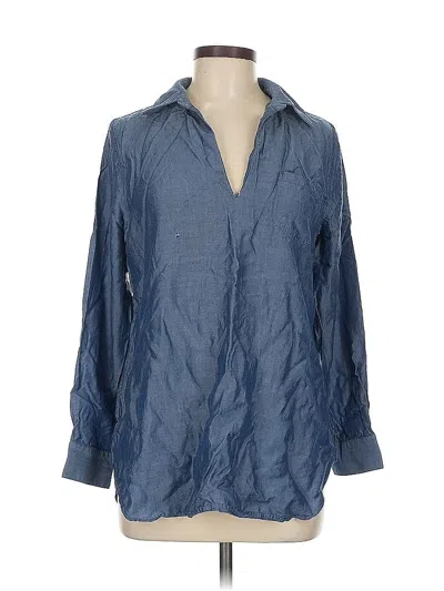 Pre-owned Soft Surroundings Long Sleeve Blouse In Blue