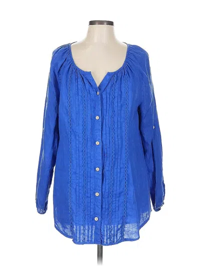 Pre-owned Soft Surroundings Long Sleeve Blouse In Blue