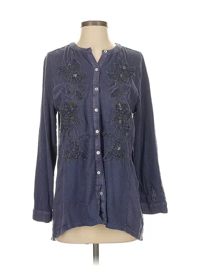 Pre-owned Soft Surroundings Long Sleeve Blouse In Blue