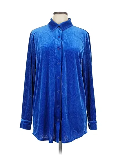 Pre-owned Soft Surroundings Long Sleeve Blouse In Blue