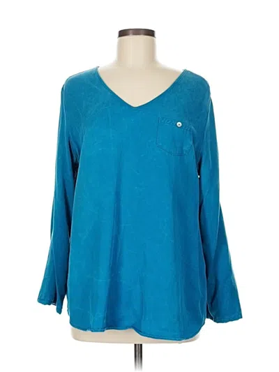 Pre-owned Soft Surroundings Long Sleeve Blouse In Blue