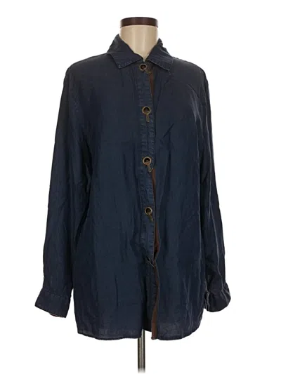 Pre-owned Soft Surroundings Long Sleeve Blouse In Blue