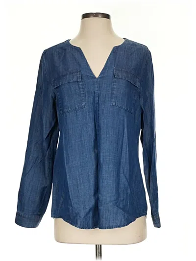 Pre-owned Soft Surroundings Long Sleeve Blouse In Blue