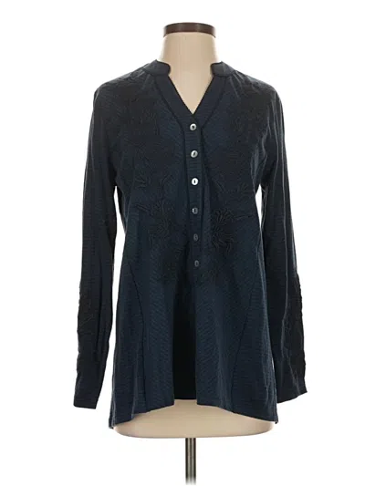 Pre-owned Soft Surroundings Long Sleeve Blouse In Blue