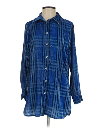 Pre-owned Soft Surroundings Long Sleeve Blouse In Blue