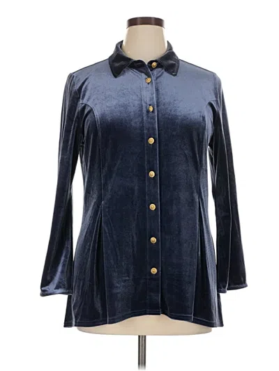 Pre-owned Soft Surroundings Long Sleeve Blouse In Blue