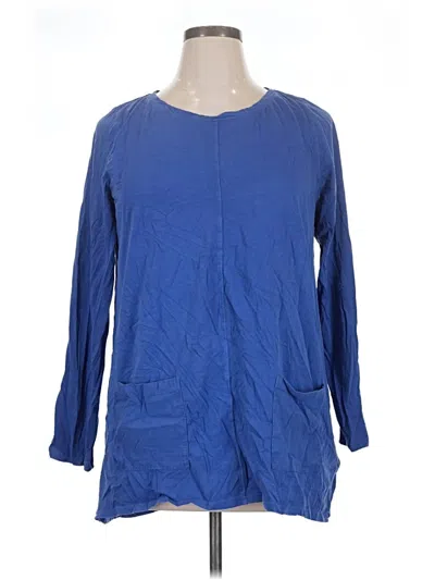 Pre-owned Soft Surroundings Long Sleeve Blouse In Blue