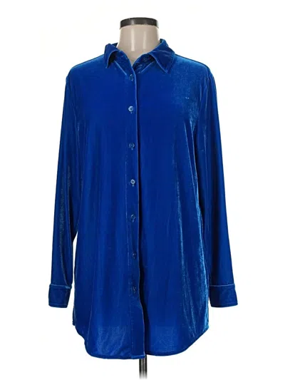 Pre-owned Soft Surroundings Long Sleeve Blouse In Blue