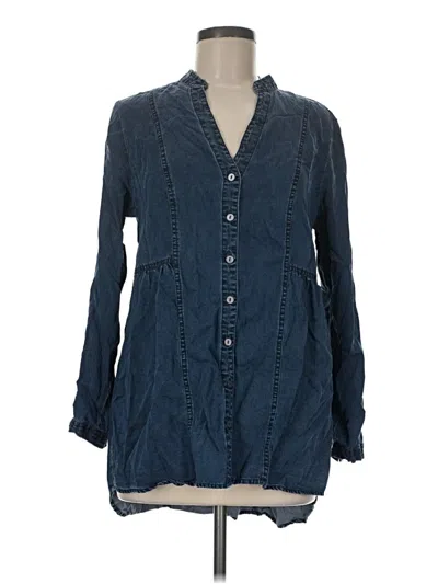Pre-owned Soft Surroundings Long Sleeve Blouse In Blue