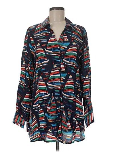 Pre-owned Soft Surroundings Long Sleeve Blouse In Blue