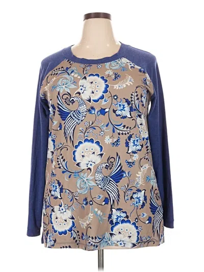 Pre-owned Soft Surroundings Long Sleeve Blouse In Blue
