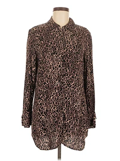 Pre-owned Soft Surroundings Long Sleeve Blouse In Brown