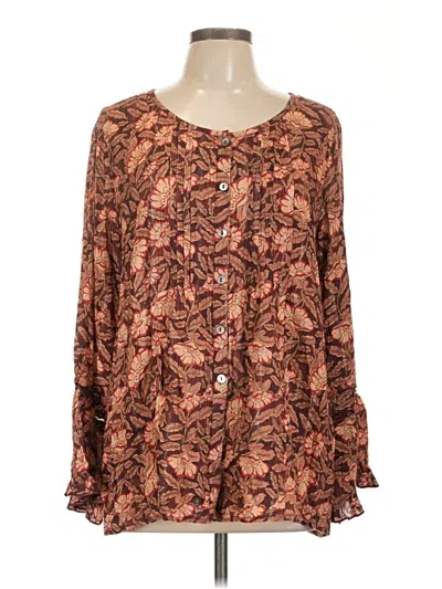 Pre-owned Soft Surroundings Long Sleeve Blouse In Brown