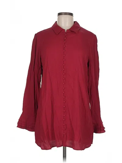 Pre-owned Soft Surroundings Long Sleeve Blouse In Burgundy