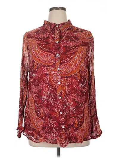 Pre-owned Soft Surroundings Long Sleeve Blouse In Burgundy