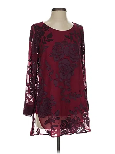 Pre-owned Soft Surroundings Long Sleeve Blouse In Burgundy
