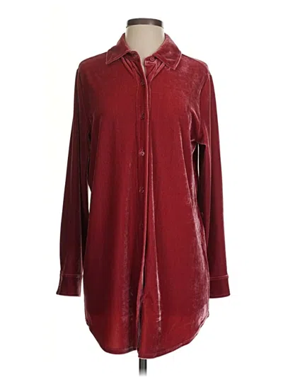 Pre-owned Soft Surroundings Long Sleeve Blouse In Burgundy