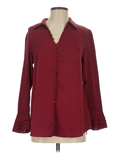 Pre-owned Soft Surroundings Long Sleeve Blouse In Burgundy