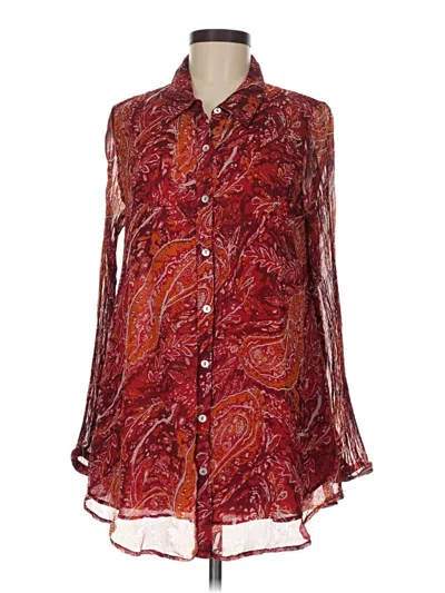 Pre-owned Soft Surroundings Long Sleeve Blouse In Burgundy