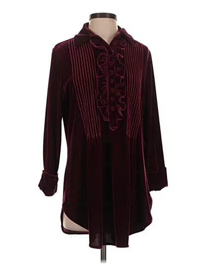 Pre-owned Soft Surroundings Long Sleeve Blouse In Burgundy