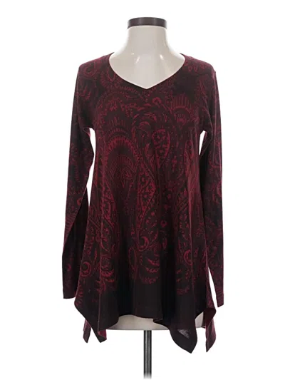 Pre-owned Soft Surroundings Long Sleeve Blouse In Burgundy