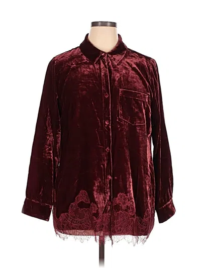 Pre-owned Soft Surroundings Long Sleeve Blouse In Burgundy