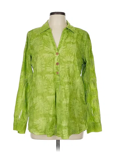 Pre-owned Soft Surroundings Long Sleeve Blouse In Green