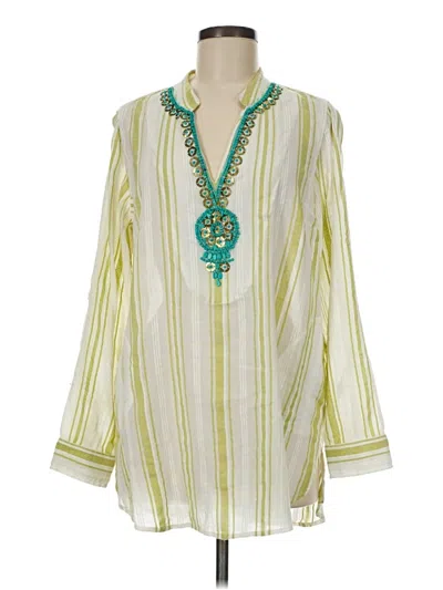 Pre-owned Soft Surroundings Long Sleeve Blouse In Green