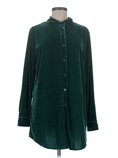 Pre-owned Soft Surroundings Long Sleeve Blouse In Green
