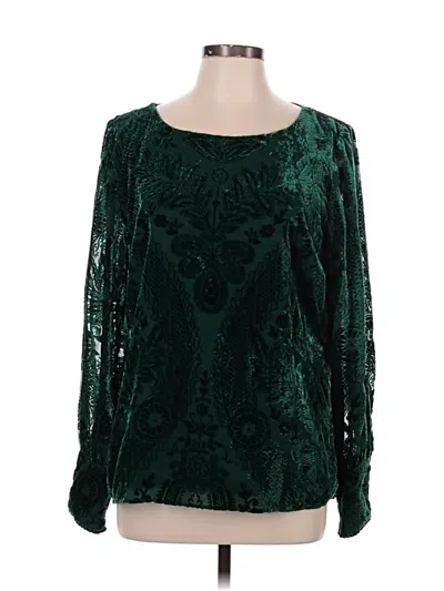 Pre-owned Soft Surroundings Long Sleeve Blouse In Green