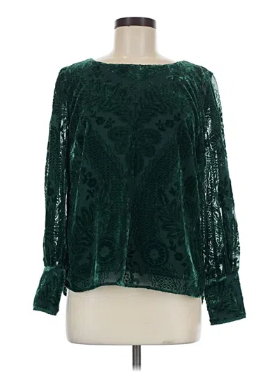 Pre-owned Soft Surroundings Long Sleeve Blouse In Green