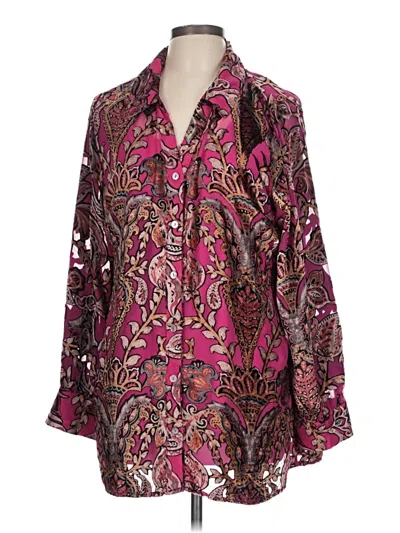 Pre-owned Soft Surroundings Long Sleeve Blouse In Purple