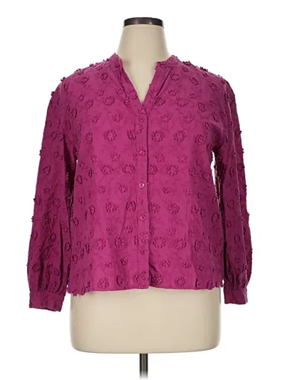 Pre-owned Soft Surroundings Long Sleeve Blouse In Purple