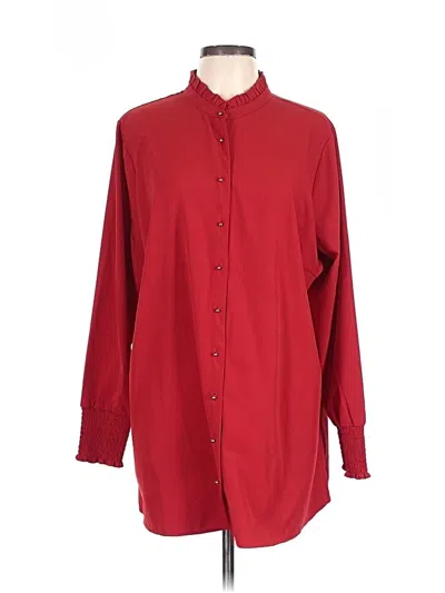 Pre-owned Soft Surroundings Long Sleeve Blouse In Red