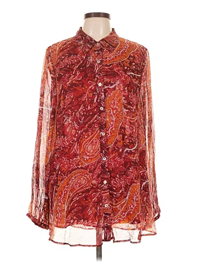 Pre-owned Soft Surroundings Long Sleeve Blouse In Red