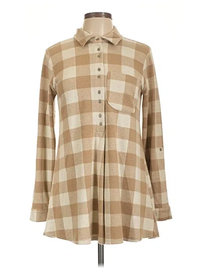 Pre-owned Soft Surroundings Long Sleeve Blouse In Tan