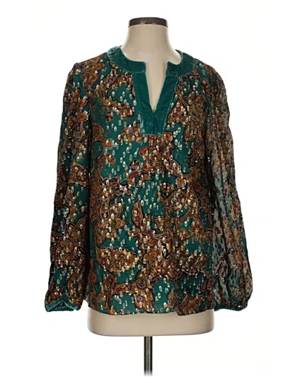 Pre-owned Soft Surroundings Long Sleeve Blouse In Teal