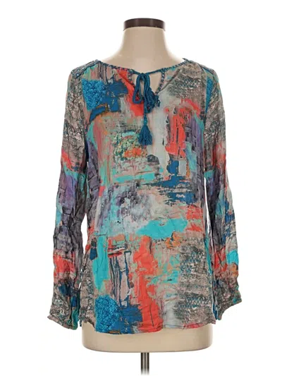 Pre-owned Soft Surroundings Long Sleeve Blouse In Teal