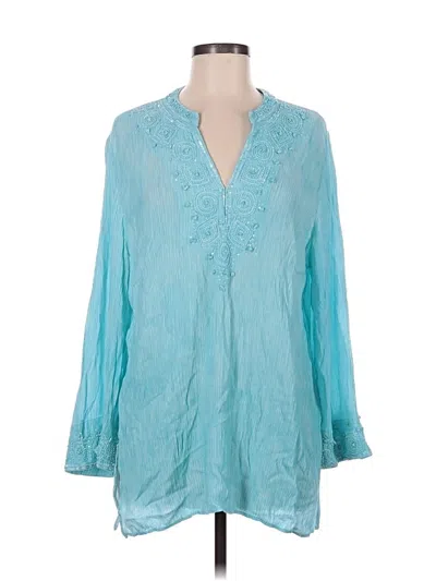 Pre-owned Soft Surroundings Long Sleeve Blouse In Teal