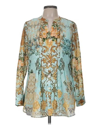 Pre-owned Soft Surroundings Long Sleeve Blouse In Teal
