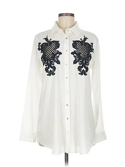 Pre-owned Soft Surroundings Long Sleeve Blouse In White